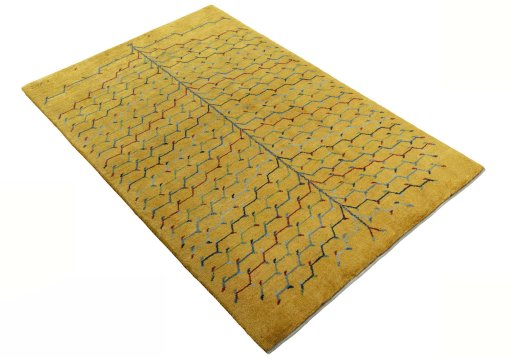 Close-up detail of New Persian Gabbeh rug from Iran / Persia showing Wool weave
