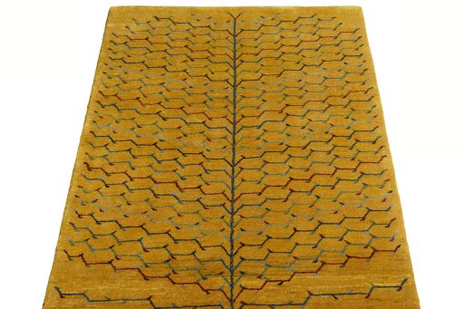 Surface texture of New Persian Gabbeh rug with natural Wool and intricate pattern