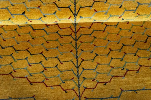 Full view of New Persian Gabbeh rug from Iran / Persia, 181 × 124 cm in Yellow tones
