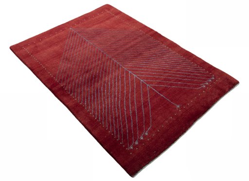 Close-up detail of New Persian Gabbeh rug from Iran / Persia showing Wool weave
