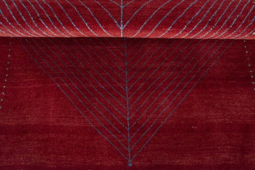 Full view of New Persian Gabbeh rug from Iran / Persia, 177 × 127 cm in Red tones