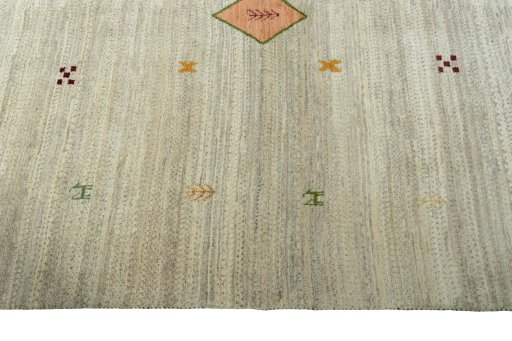 Close-up detail of New Persian Gabbeh rug from Iran / Persia showing Wool weave