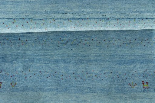 Full view of New Persian Gabbeh rug from Iran / Persia, 150 × 105 cm in Blue tones