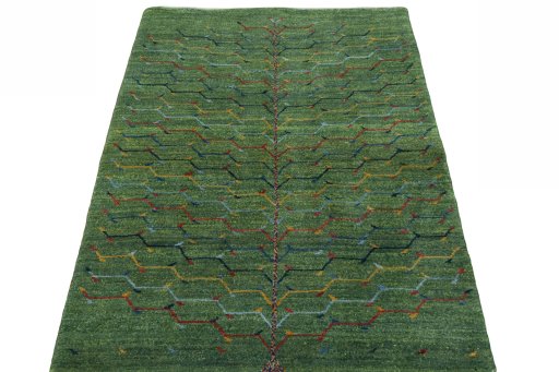 Surface texture of New Persian Gabbeh rug with natural Wool and intricate pattern