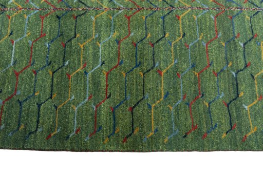 Close-up detail of New Persian Gabbeh rug from Iran / Persia showing Wool weave