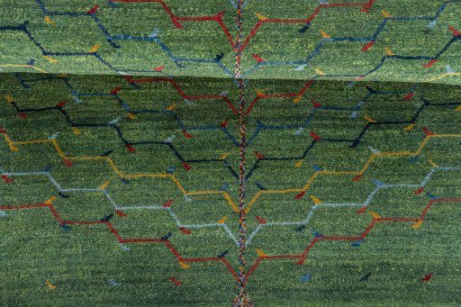 Full view of New Persian Gabbeh rug from Iran / Persia, 160 × 105 cm in Green tones