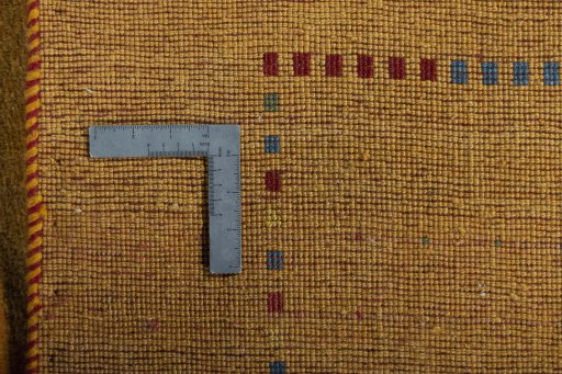 Close-up detail of New Persian Gabbeh rug from Iran / Persia showing Wool weave
