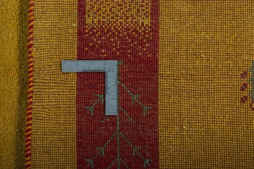 Close-up detail of New Persian Gabbeh rug from Iran / Persia showing Wool weave