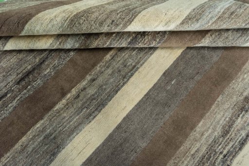 Full view of New Persian Gabbeh rug from Iran / Persia, 292 × 200 cm in Beige tones