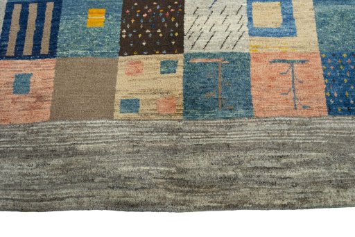 Central medallion detail of New Persian Gabbeh rug from Iran / Persia