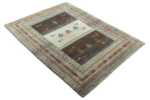 Close-up detail of New Persian Gabbeh rug from Iran / Persia showing Wool weave