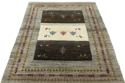 Surface texture of New Persian Gabbeh rug with natural Wool and intricate pattern