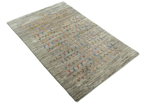 Close-up detail of New Persian Gabbeh rug from Iran / Persia showing Wool weave