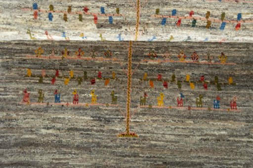Full view of New Persian Gabbeh rug from Iran / Persia, 165 × 107 cm in Gray tones