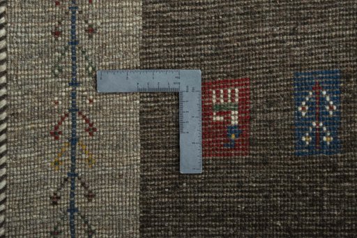 Close-up detail of New Persian Gabbeh rug from Iran / Persia showing Wool weave