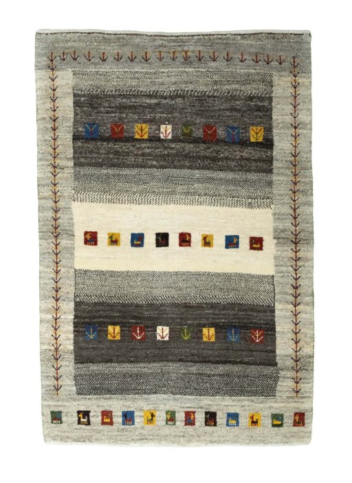 Full view of New Persian Gabbeh rug from Iran / Persia, 156 × 102 cm in Brown tones