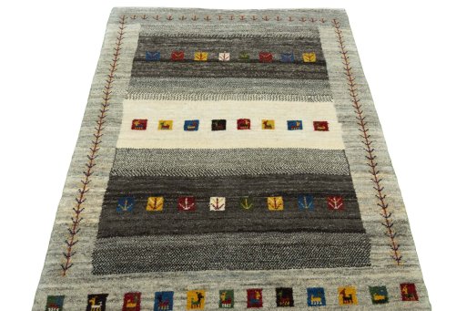 Surface texture of New Persian Gabbeh rug with natural Wool and intricate pattern