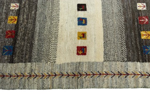 Close-up detail of New Persian Gabbeh rug from Iran / Persia showing Wool weave