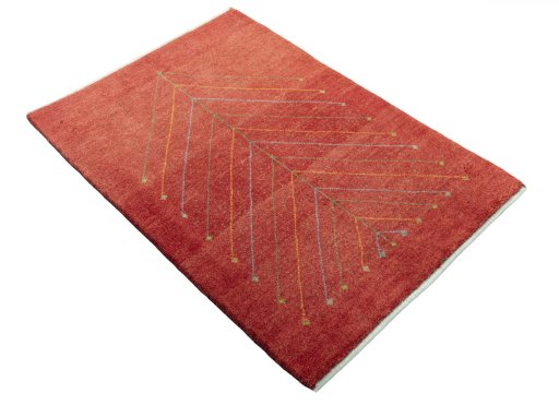 Close-up detail of New Persian Gabbeh rug from Iran / Persia showing Wool weave