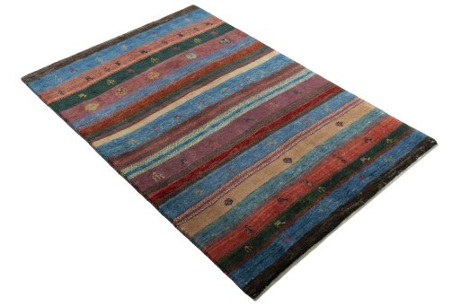 Close-up detail of New Persian Gabbeh rug from Iran / Persia showing Wool weave