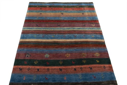 Surface texture of New Persian Gabbeh rug with natural Wool and intricate pattern
