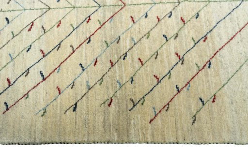 Close-up detail of New Persian Gabbeh rug from Iran / Persia showing Wool weave