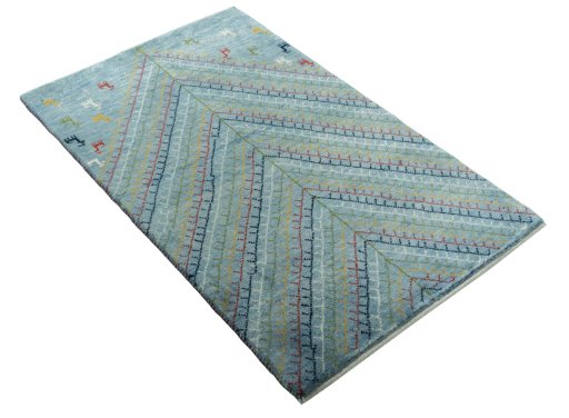 Close-up detail of New Persian Gabbeh rug from Iran / Persia showing Wool weave