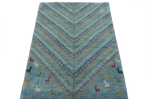 Surface texture of New Persian Gabbeh rug with natural Wool and intricate pattern