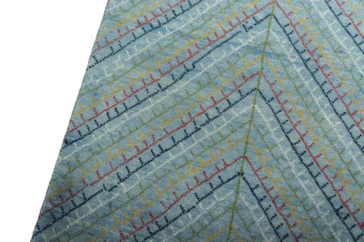 Backside of handmade New Persian Gabbeh rug showing knot structure and weave density