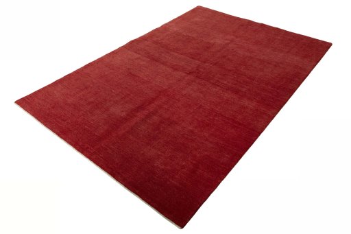 Corner detail of New Persian Gabbeh rug showing border pattern and Wool pile