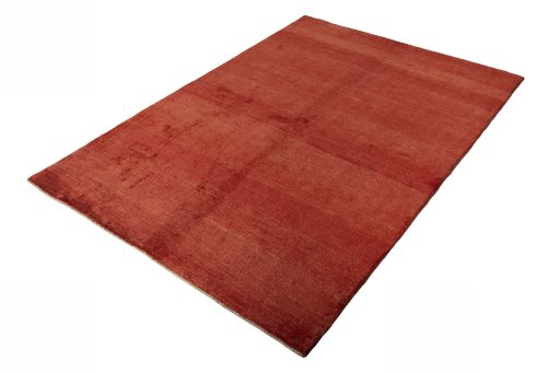 Corner detail of New Persian Gabbeh rug showing border pattern and Wool pile