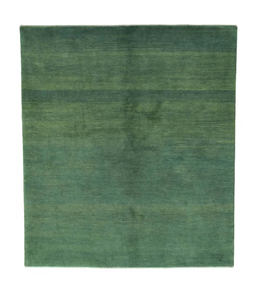 Full view of New Persian Gabbeh rug from Iran / Persia, 205 × 180 cm in Green tones