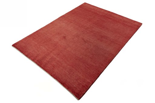 Corner detail of New Persian Gabbeh rug showing border pattern and Wool pile