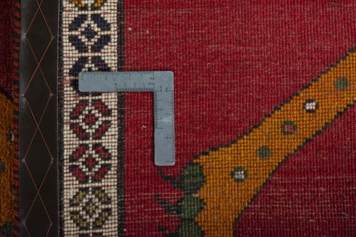 Close-up detail of 2000s Persian Gabbeh rug from Iran / Persia showing Wool weave