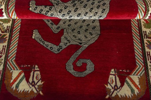 Full view of 2000s Persian Gabbeh rug from Iran / Persia, 225 × 137 cm in Red tones