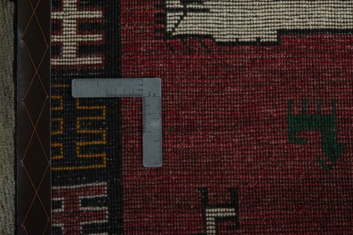 Close-up detail of 2000s Persian Gabbeh rug from Iran / Persia showing Wool weave