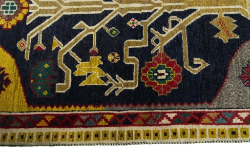 Close-up detail of 2000s Persian Gabbeh rug from Iran / Persia showing Wool weave