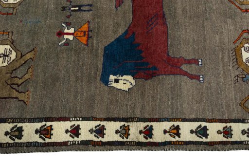 Close-up detail of New Persian Gabbeh rug from Iran / Persia showing Wool weave