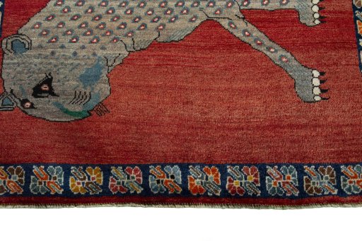 Central medallion detail of 2000s Persian Gabbeh rug from Iran / Persia