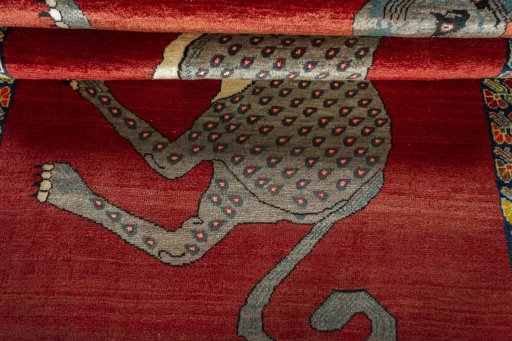 Full view of 2000s Persian Gabbeh rug from Iran / Persia, 208 × 133 cm in Red tones