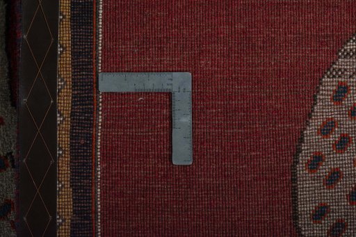 Close-up detail of 2000s Persian Gabbeh rug from Iran / Persia showing Wool weave