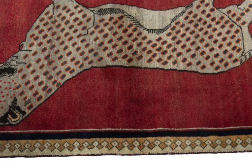 Close-up detail of 2000s Persian Gabbeh rug from Iran / Persia showing Wool weave