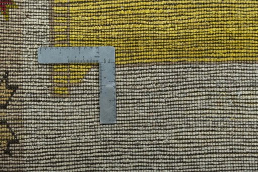 Close-up detail of 2000s Persian Gabbeh rug from Iran / Persia showing Wool weave