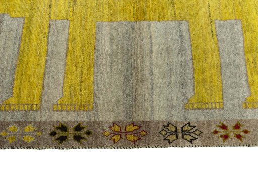Close-up detail of 2000s Persian Gabbeh rug from Iran / Persia showing Wool weave