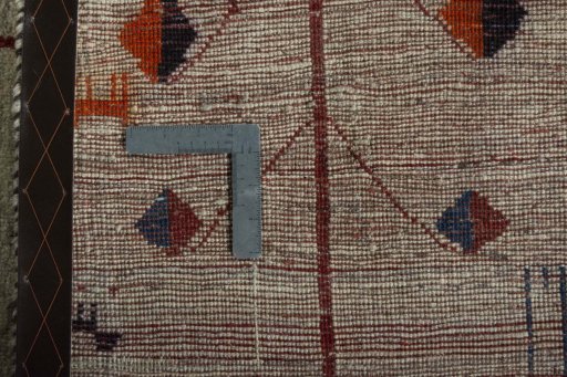 Close-up detail of 2000s Persian Gabbeh rug from Iran / Persia showing Wool weave