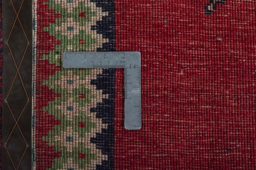 Close-up detail of 2000s Persian Gabbeh rug from Iran / Persia showing Wool weave