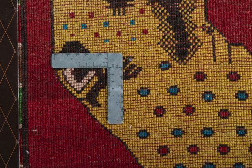 Close-up detail of 2000s Persian Gabbeh rug from Iran / Persia showing Wool weave