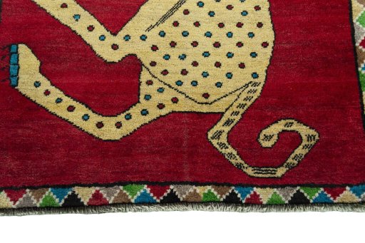 Central medallion detail of 2000s Persian Gabbeh rug from Iran / Persia