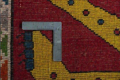 Close-up detail of 2000s Persian Gabbeh rug from Iran / Persia showing Wool weave