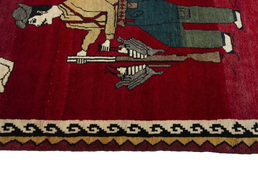 Close-up detail of 2000s Persian Gabbeh rug from Iran / Persia showing Wool weave